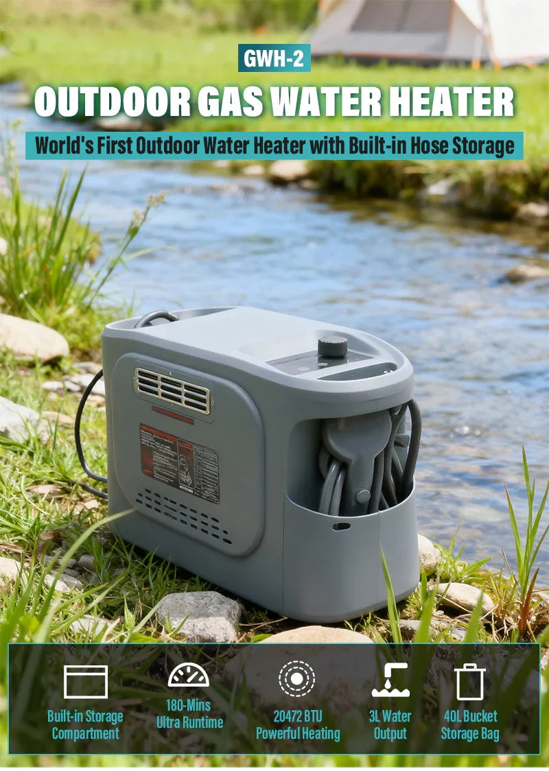 GeerTop Outdoor - GWH-2 Knob-Adjustable Portable Gas Water Heater