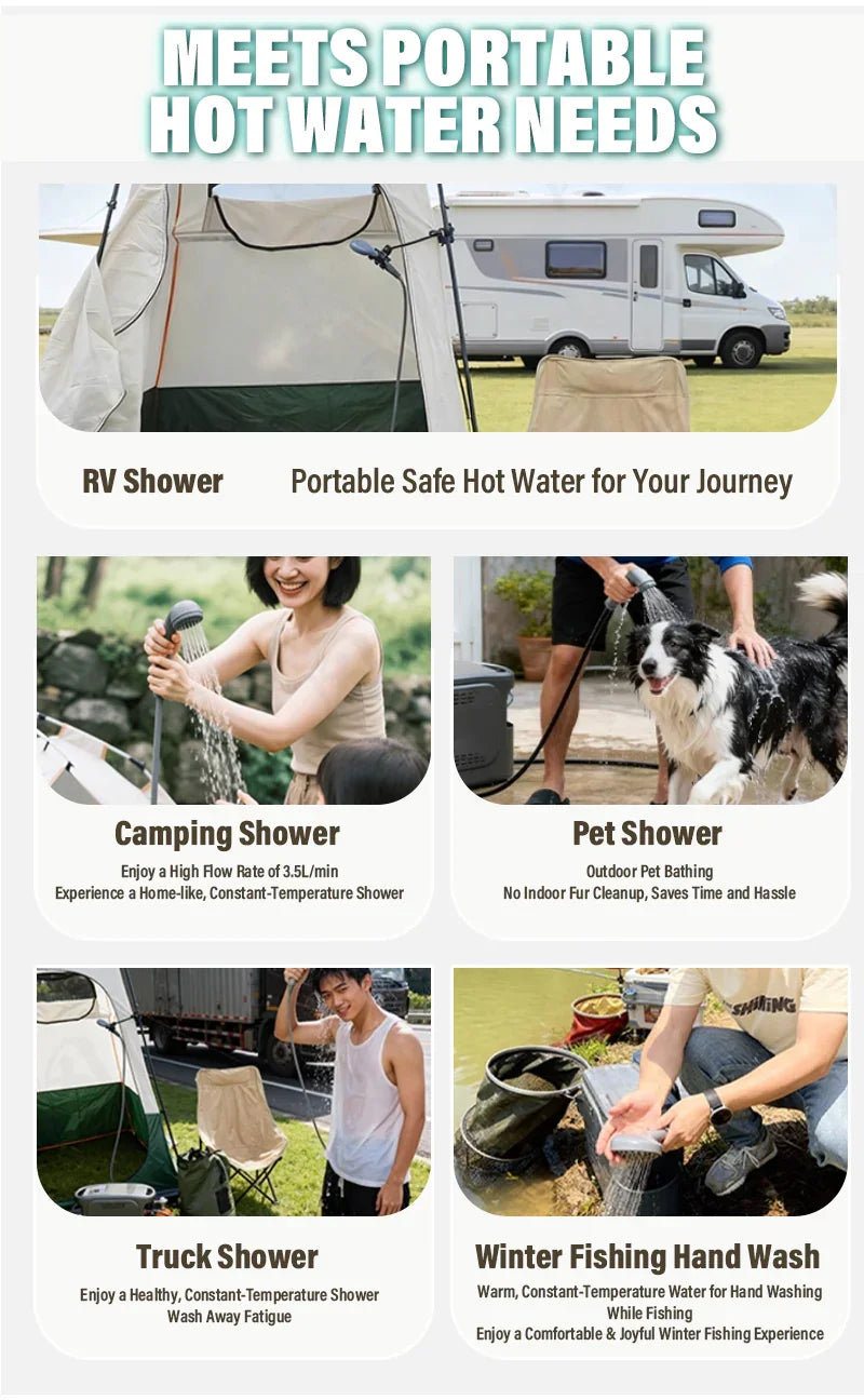 GeerTop Outdoor - GWH-2 Knob-Adjustable Portable Gas Water Heater