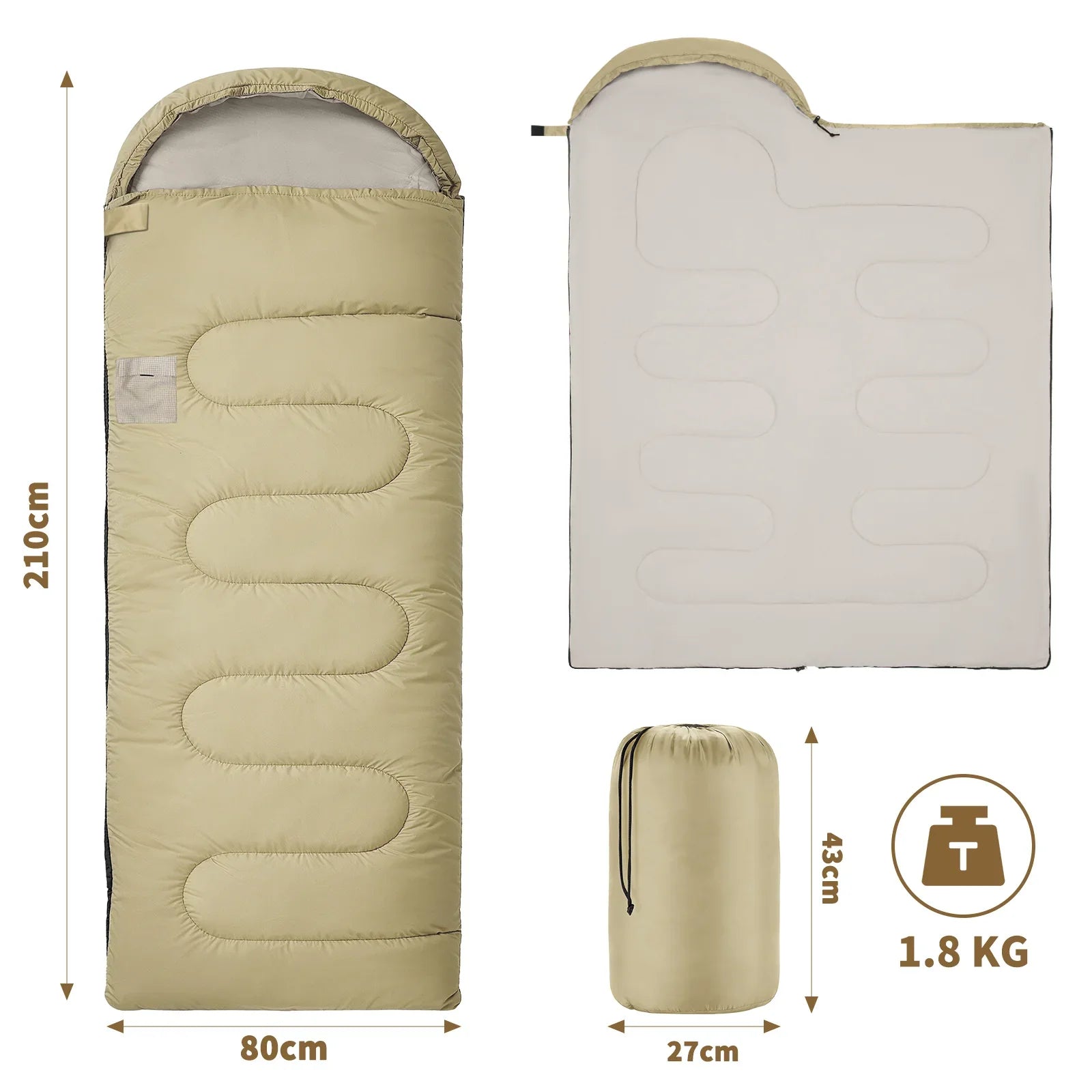GeerTop Outdoor - Peach Skin Velvet 1-2 Person Sleeping Bag