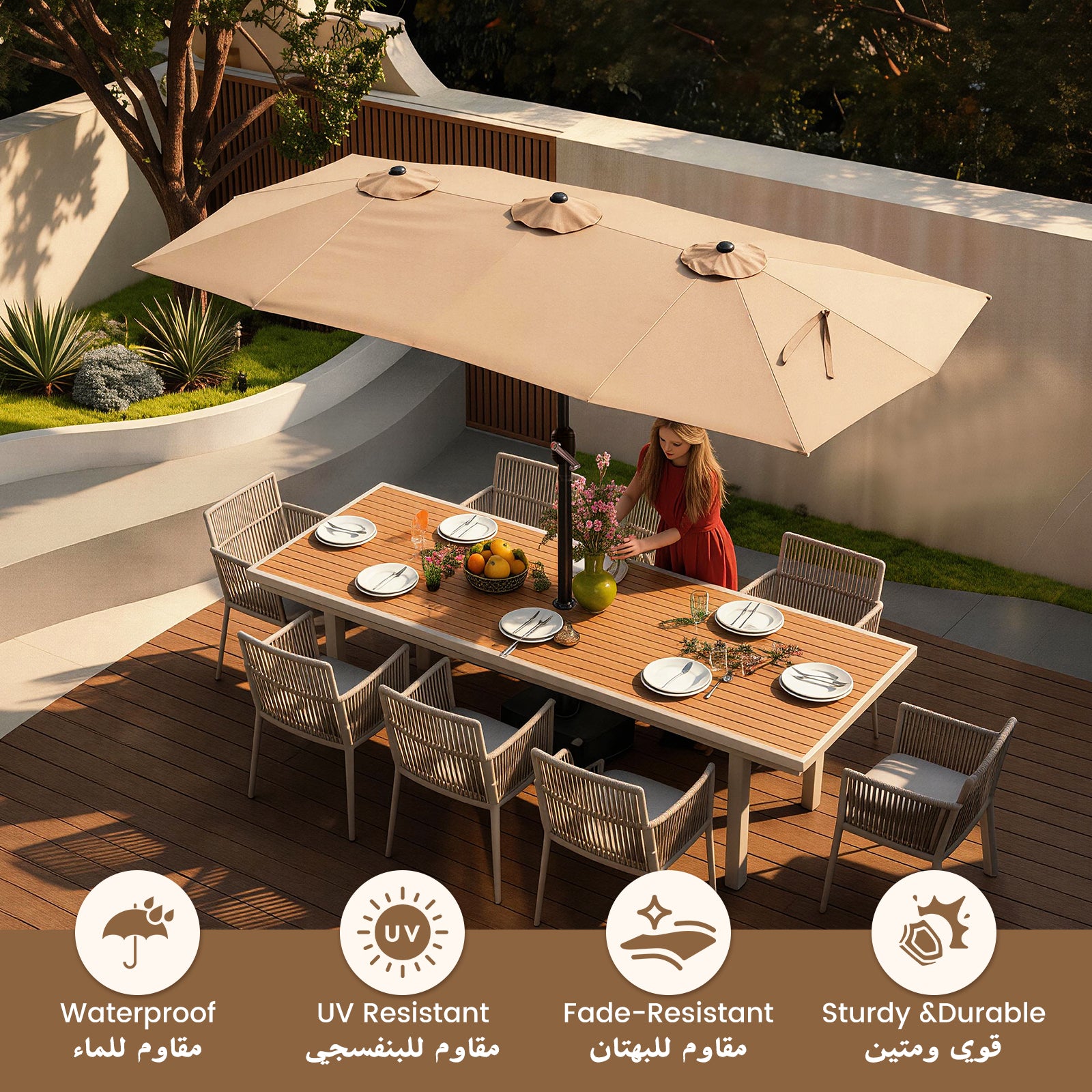 GeerTop 15FT Double-Sided Patio Umbrella
