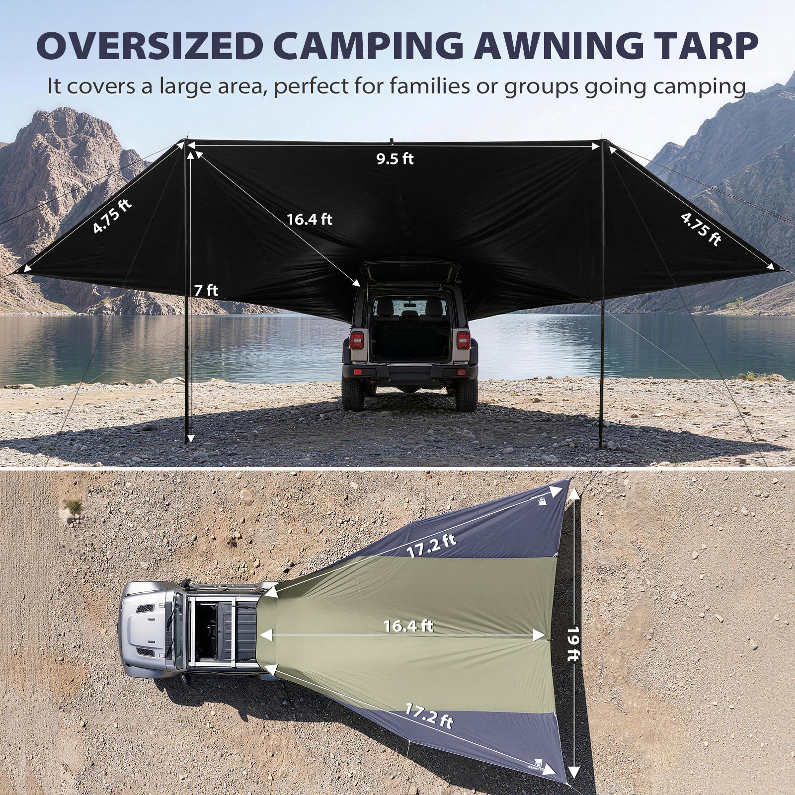 GEERTOP Plus Size Blackout SUV Car Awning