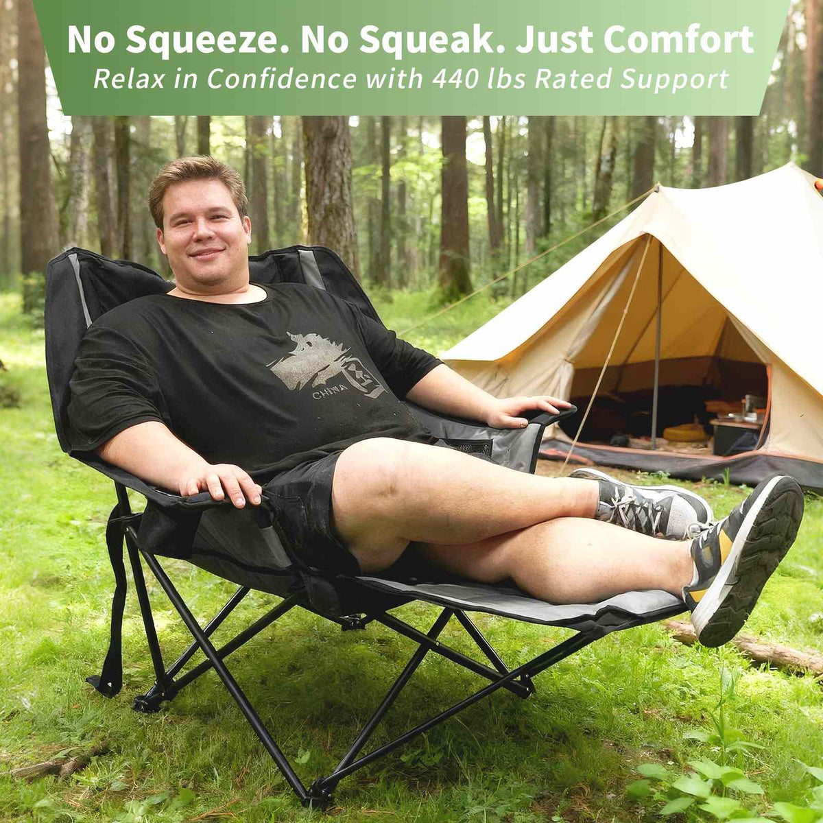 GeerTop Outdoor - GEERTOP Oversized Camping Chair with Removable Footrest