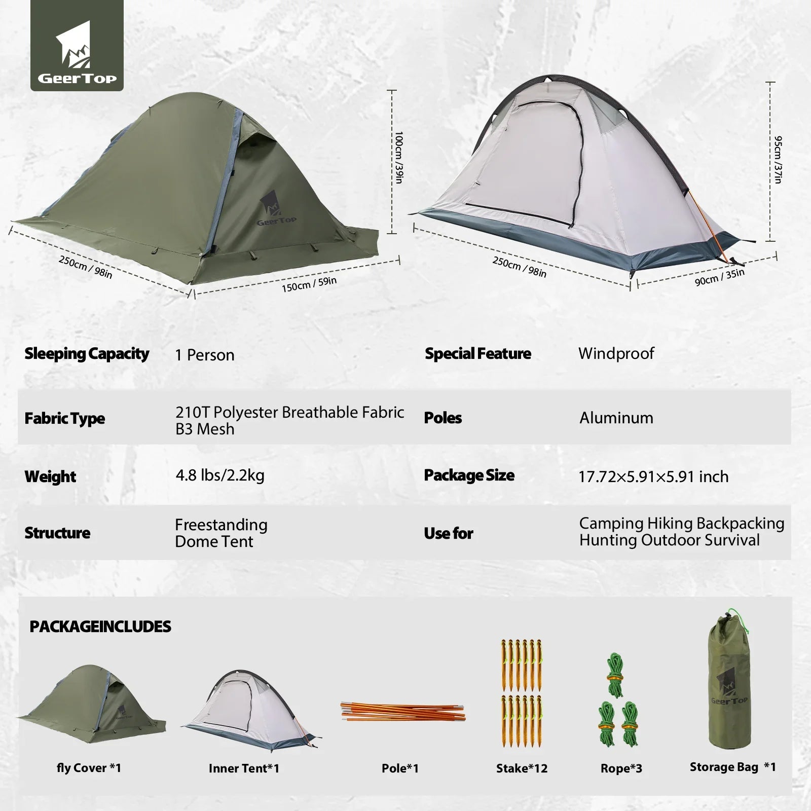 Snow Hare 1 Person 4 Season Lightweight Mountaineering Tent