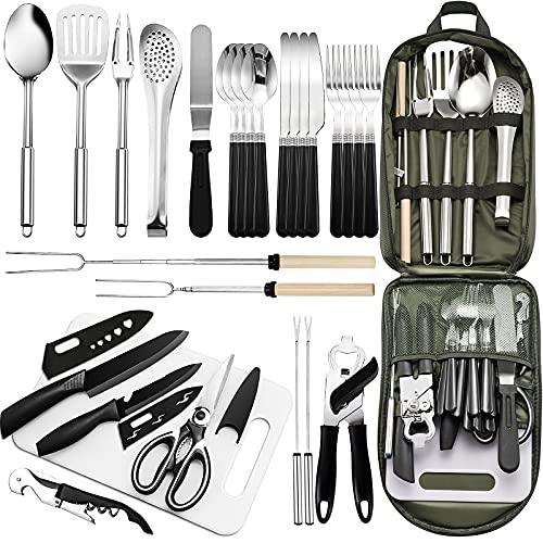 GeerTop Outdoor - 27-Piece Portable Camping Kitchen Utensil Set with Storage Bag
