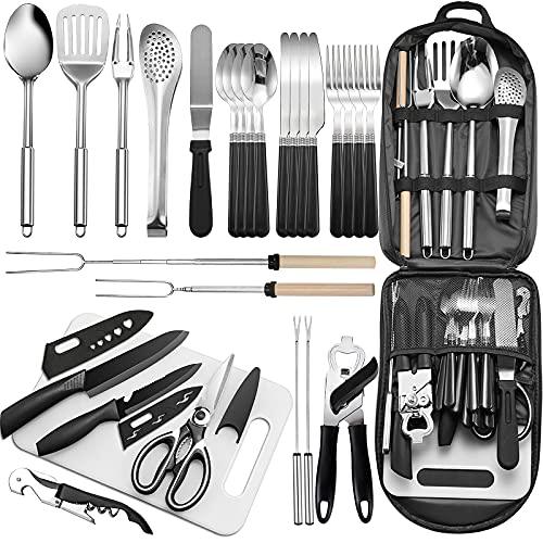 GeerTop Outdoor - 27-Piece Portable Camping Kitchen Utensil Set with Storage Bag