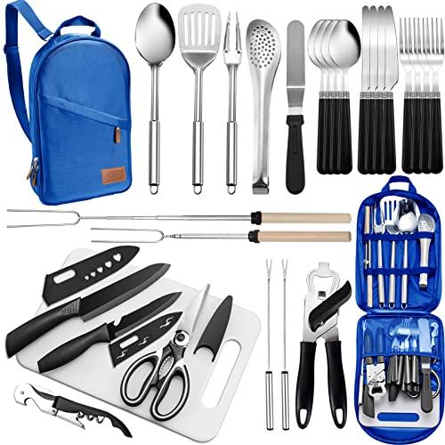 GeerTop Outdoor - 27-Piece Portable Camping Kitchen Utensil Set with Storage Bag