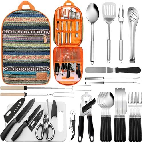 GeerTop Outdoor - 27-Piece Portable Camping Kitchen Utensil Set with Storage Bag