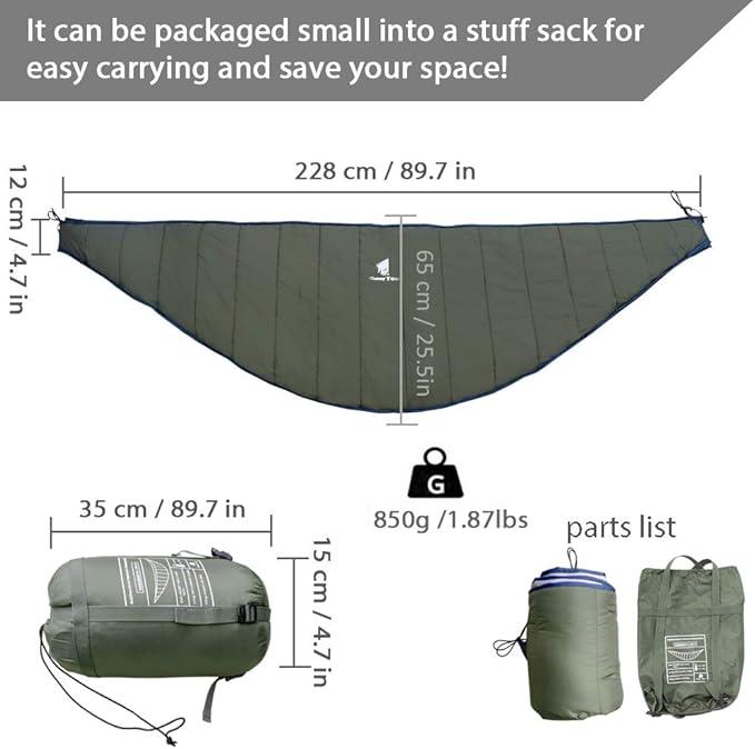 GeerTop Outdoor - GEERTOP 4 Season Single Lightweight Portabl Hammock Sleeping Bag