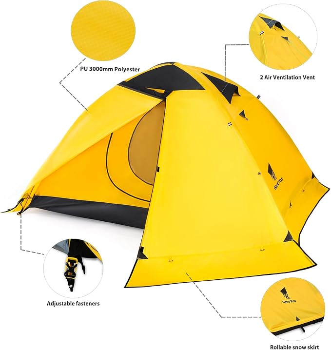Toproad2 2 Person 4 Season Backpacking Tent - Yellow