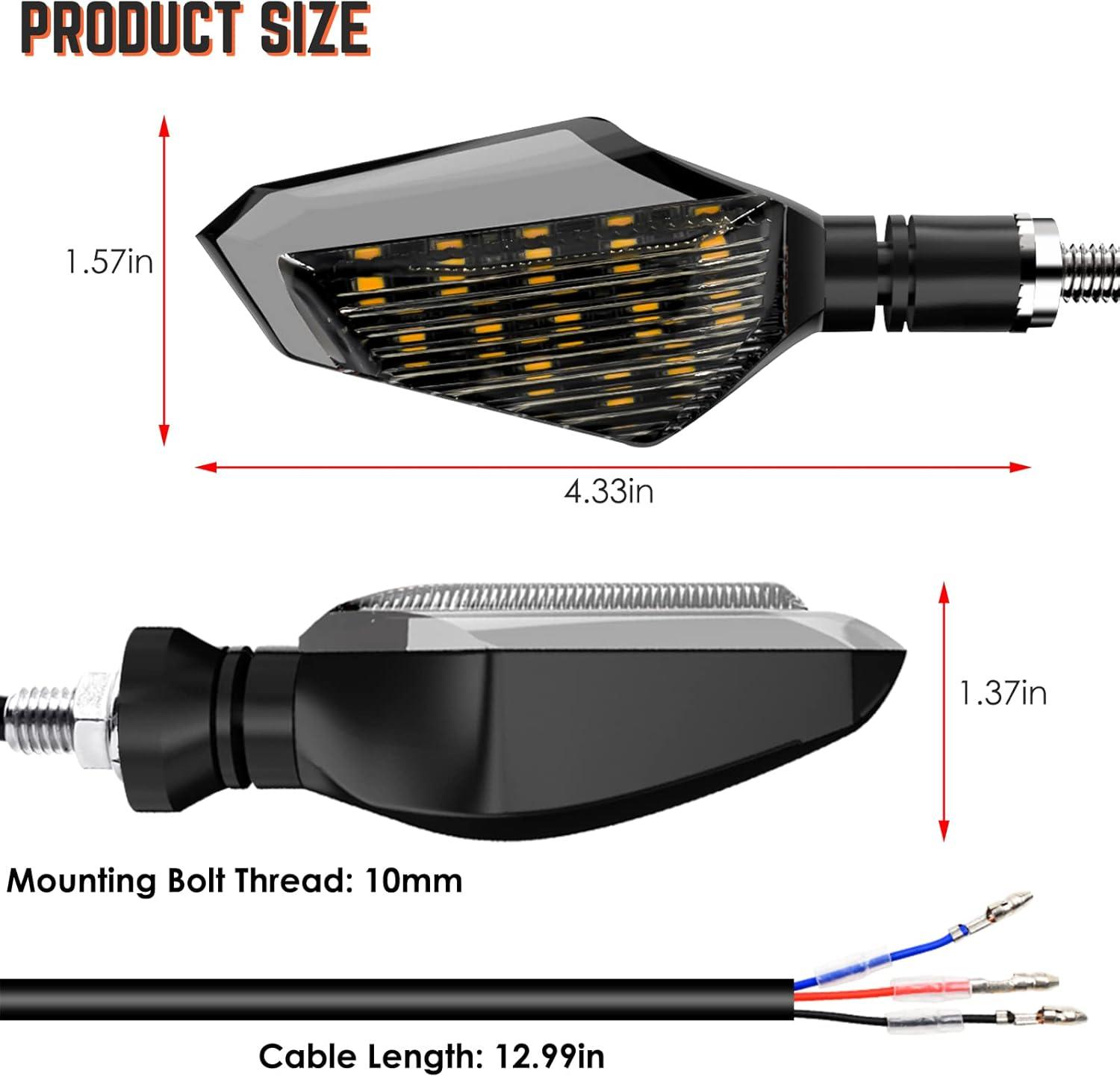 Universal Motorcycle LED Turn Signals – 12V Amber/Red Blinkers (Pack of 2) - GeerTop Outdoor
