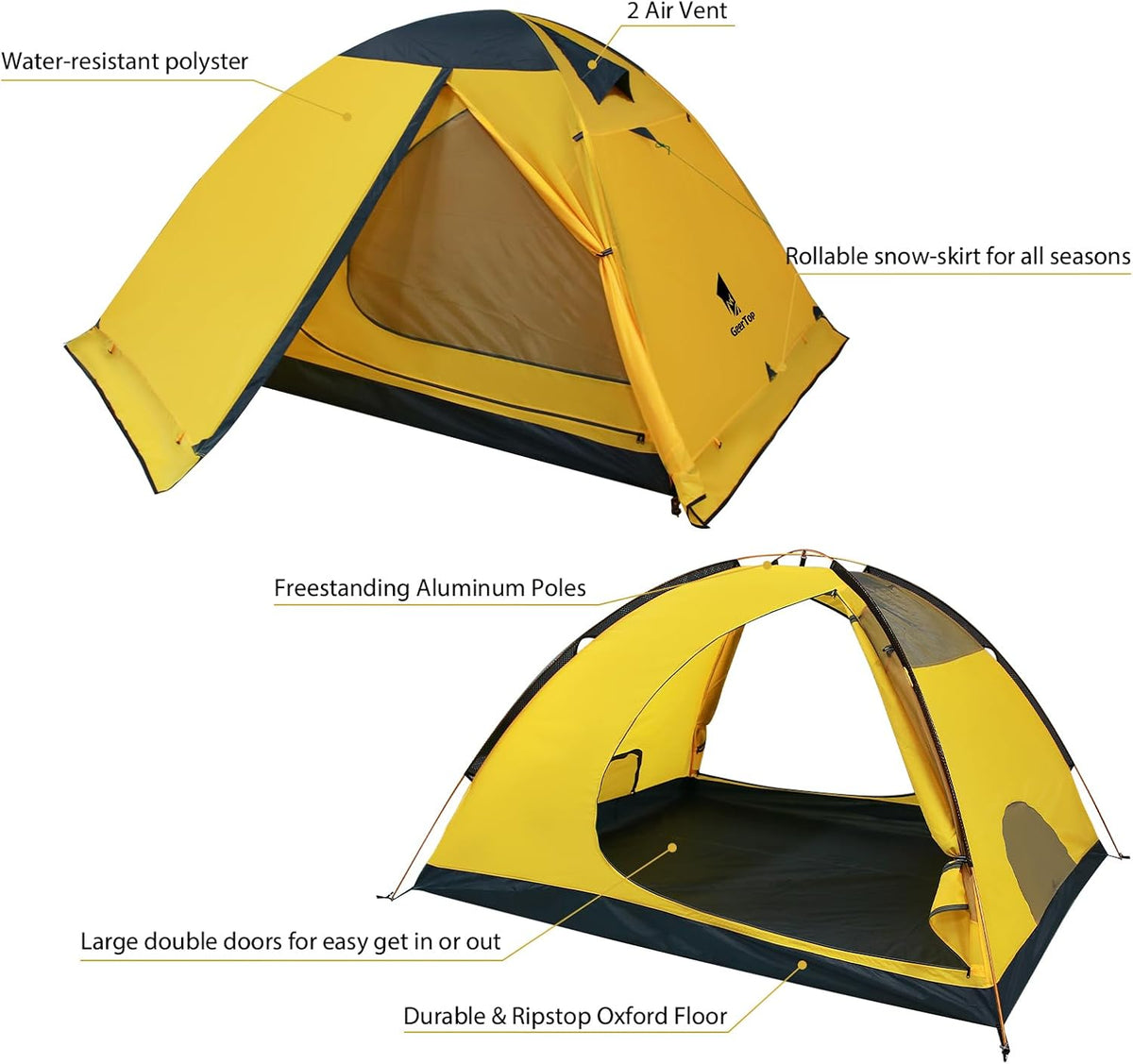 Toproad4 4 Person 4 Season Tent - Yellow
