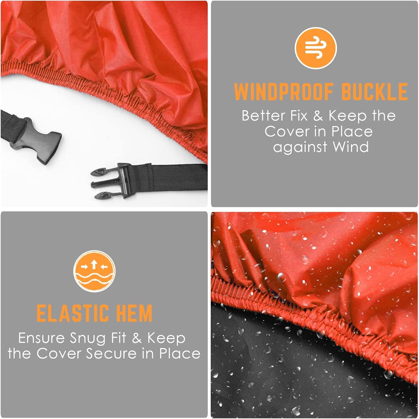 Motorcycle Cover, All Season Waterproof Outdoor Dustproof Durable Vehicle Cover with Lock Holes Fits up to 116 inches for Harley Davidson, Honda, Suzuki,Yamaha and More