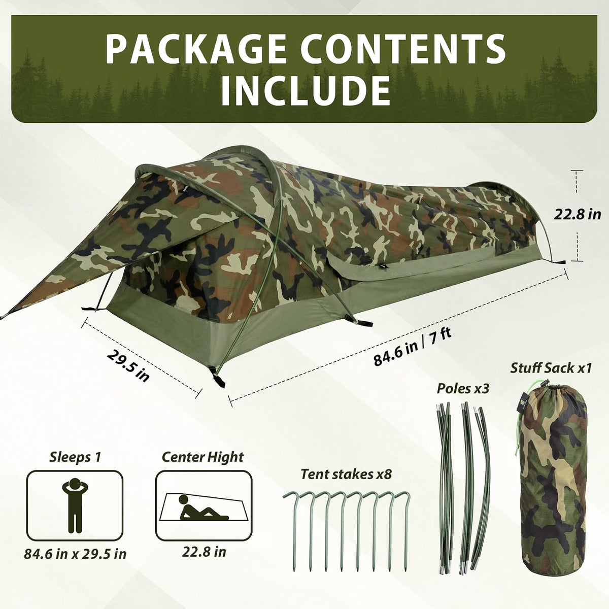 BivyII 1 Person 3 Season Ultralight Backpacking Tent - Camouflage
