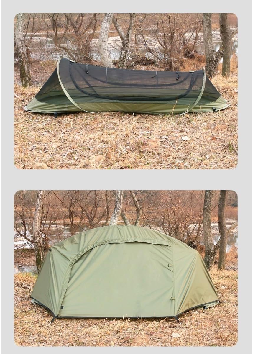 TGpao 1-Person Pop-Up Bivy Tent Waterproof Backpacking Shelter Army Green