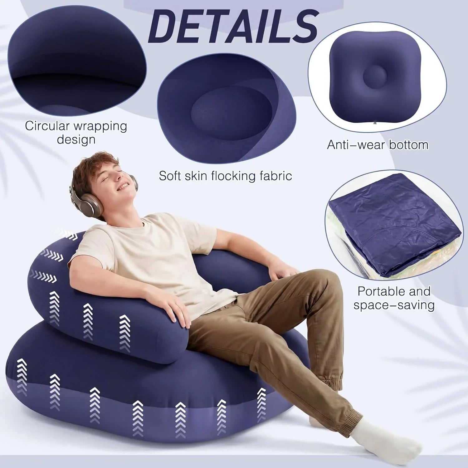 GeerTop Outdoor - 2-Piece Flocked Inflatable Chairs for Comfortable Portable Seating