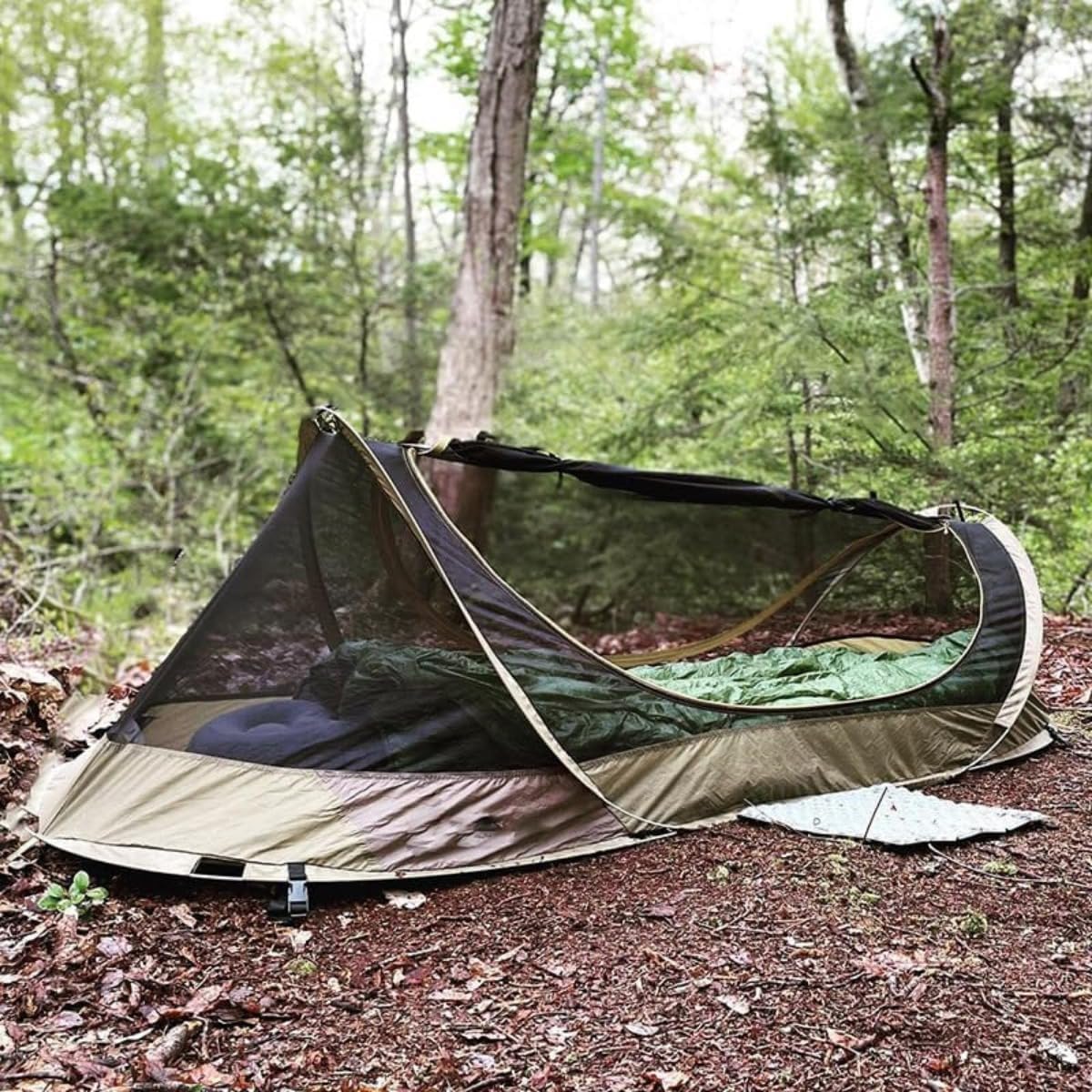 TGpao 1-Person Pop-Up Bivy Tent Waterproof Backpacking Shelter Army Green