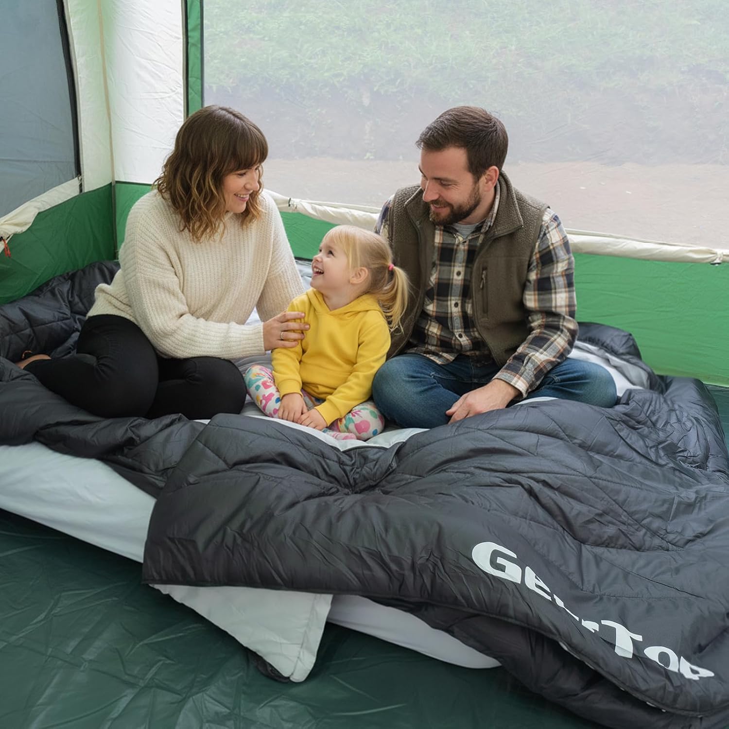 GEERTOP Double Camping Sleeping Bag with Detachable Blanket and Pillow
