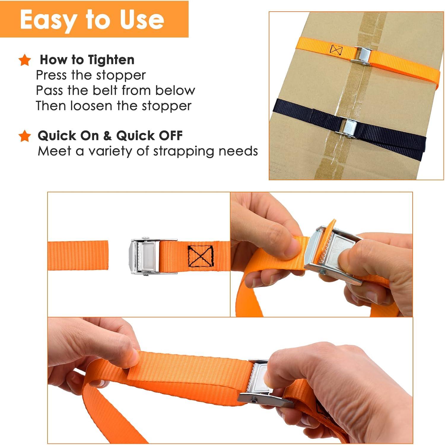4PCS Black Orange Heavy Duty Lashing Straps - GeerTop Outdoor