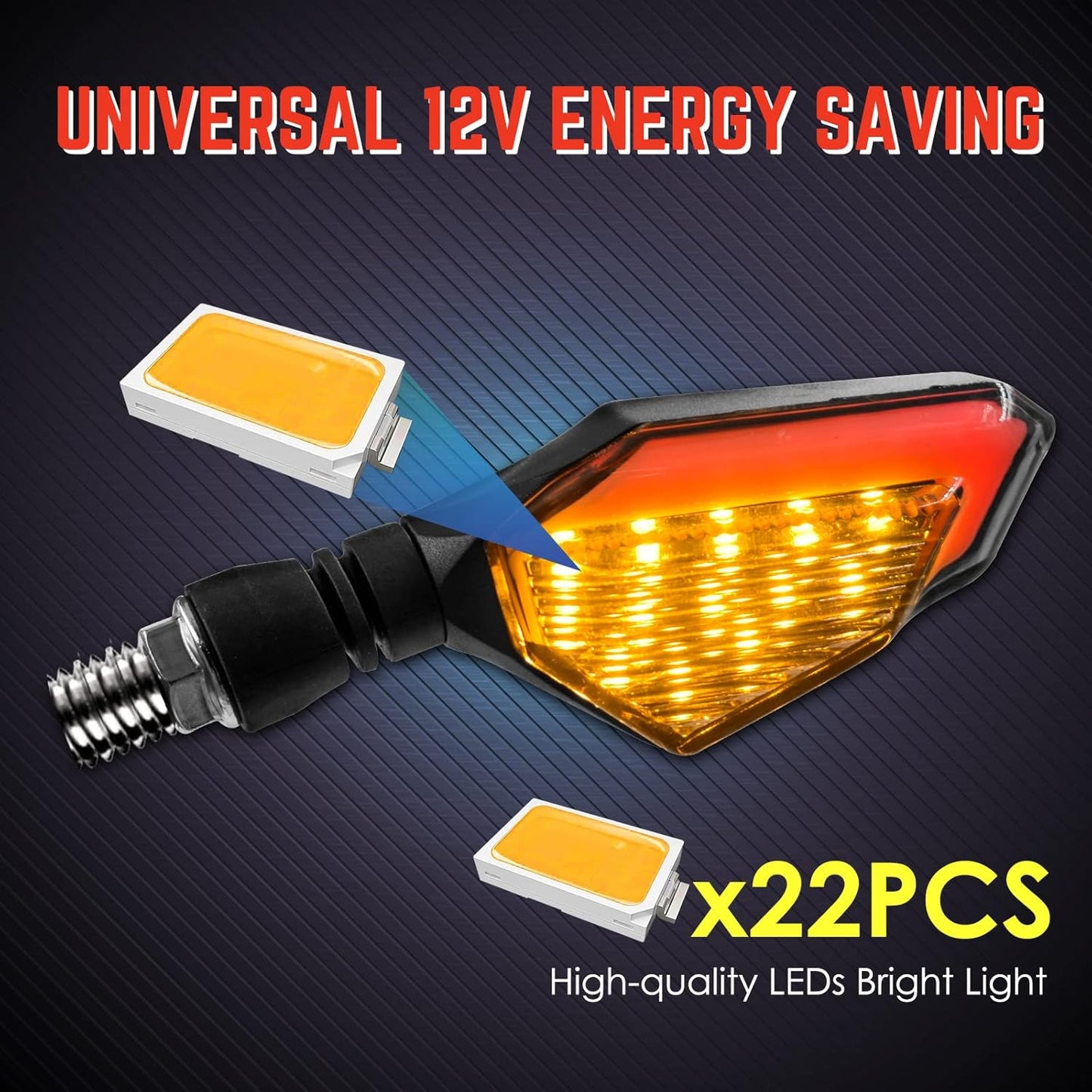 Motorcycle Led Turn Signal Lights Blinkers Front Rear Indicators 12V Universal Amber Red Lights for Motorbike Yamaha Scooter Harley Cruiser Honda Kawasaki BMW Suzuki (Pack of 2)