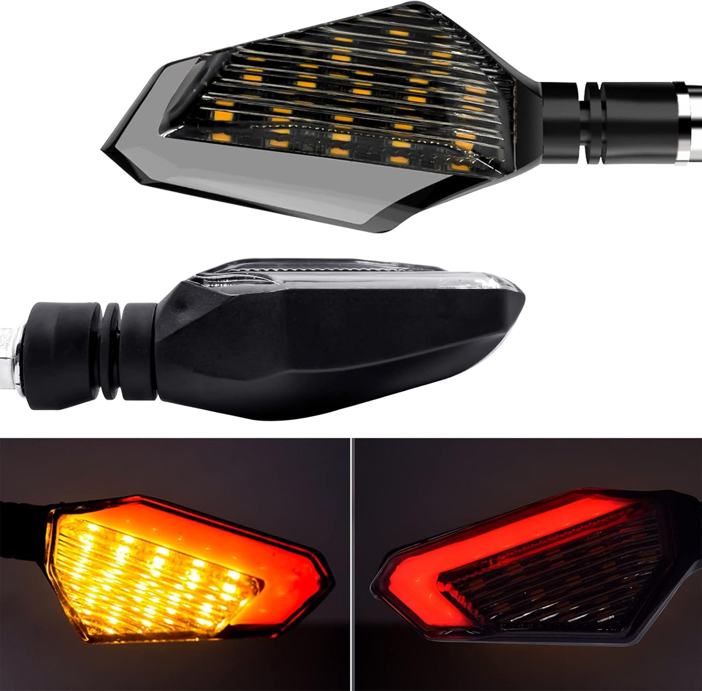 Motorcycle Led Turn Signal Lights Blinkers Front Rear Indicators 12V Universal Amber Red Lights for Motorbike Yamaha Scooter Harley Cruiser Honda Kawasaki BMW Suzuki (Pack of 2)