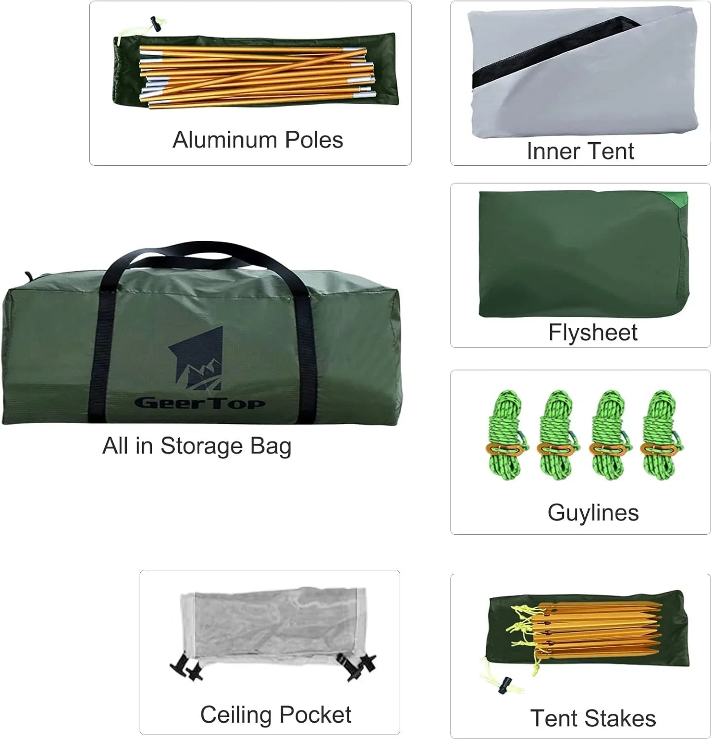GEERTOP Topload4 4 Person 4 Season Waterproof Camping Tent - Green - GeerTop Outdoor