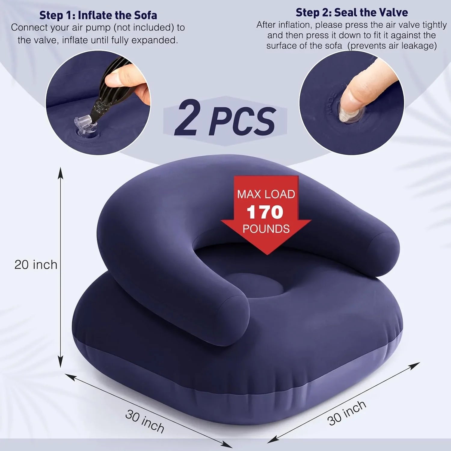 GeerTop Outdoor - 2-Piece Flocked Inflatable Chairs for Comfortable Portable Seating