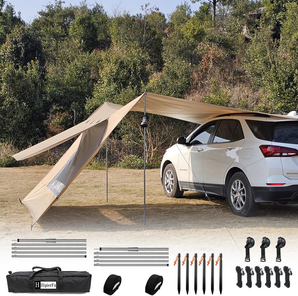 HipierFx 10x16 ft Car Side Awning Camping Tarp with Screen Window