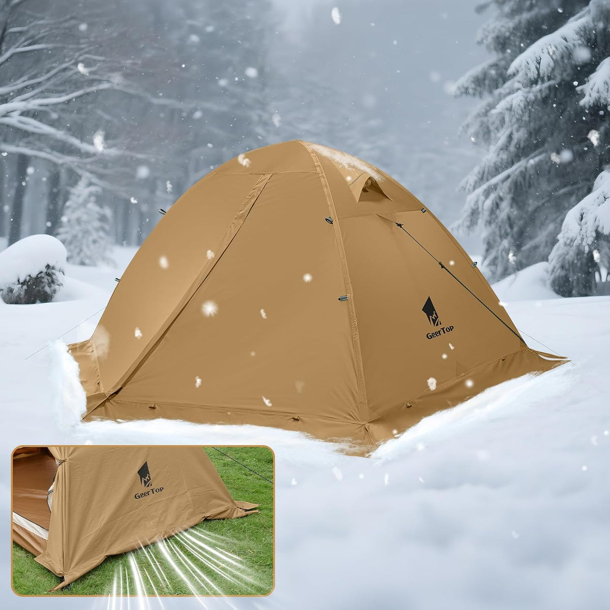 Toproad2 2 Person 4 Season Backpacking Tent - Khaki