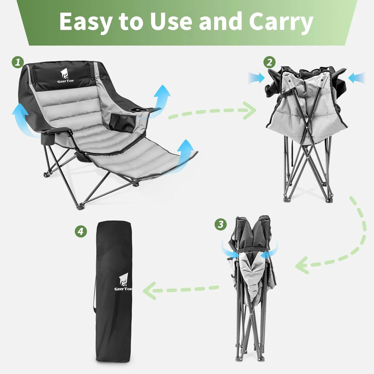 GeerTop Outdoor - GEERTOP Oversized Camping Chair with Removable Footrest