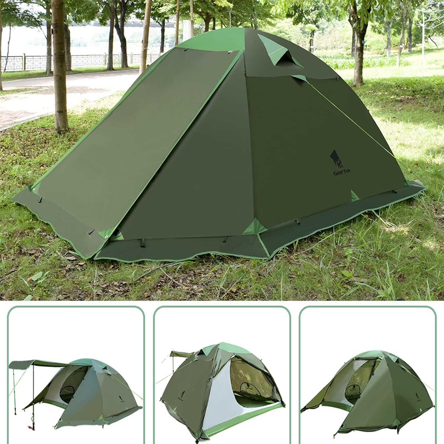 GEERTOP Topload4 4 Person 4 Season Waterproof Camping Tent - Green - GeerTop Outdoor
