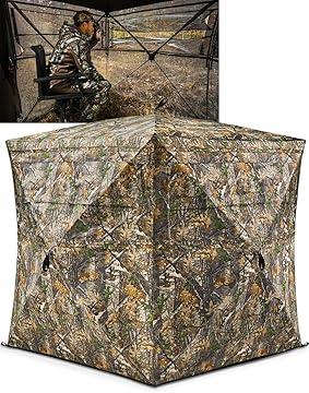 pop up hunting tent TIDEWE Hunting Blind 270See Through with Carrying Bag for Turkey Hunting, Pop Up Ground Blinds, Portable Resilient Hunting Tent (3-4 Person)