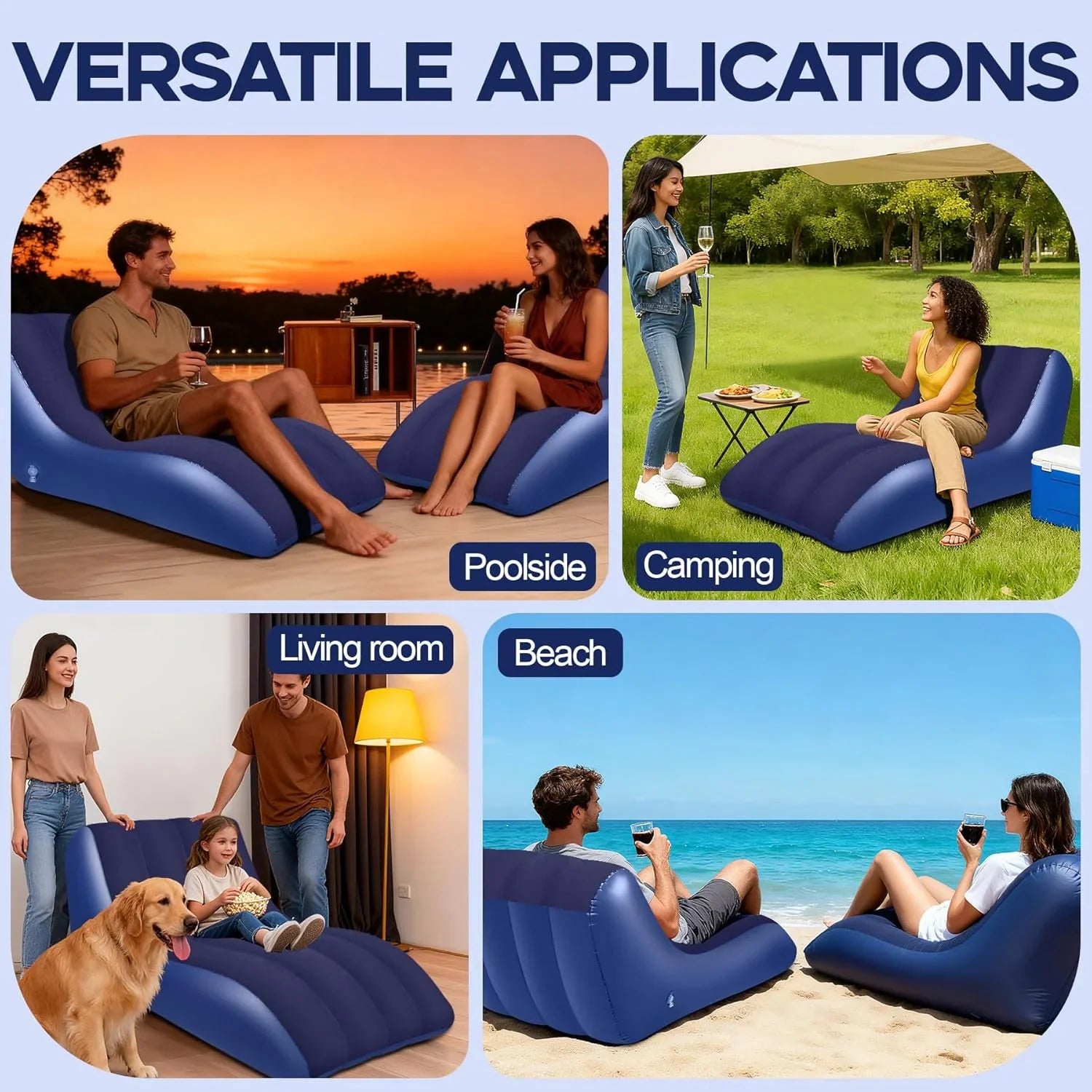 GeerTop Outdoor - Inflatable Lounge Chair for Adults with Ergonomic Backrest