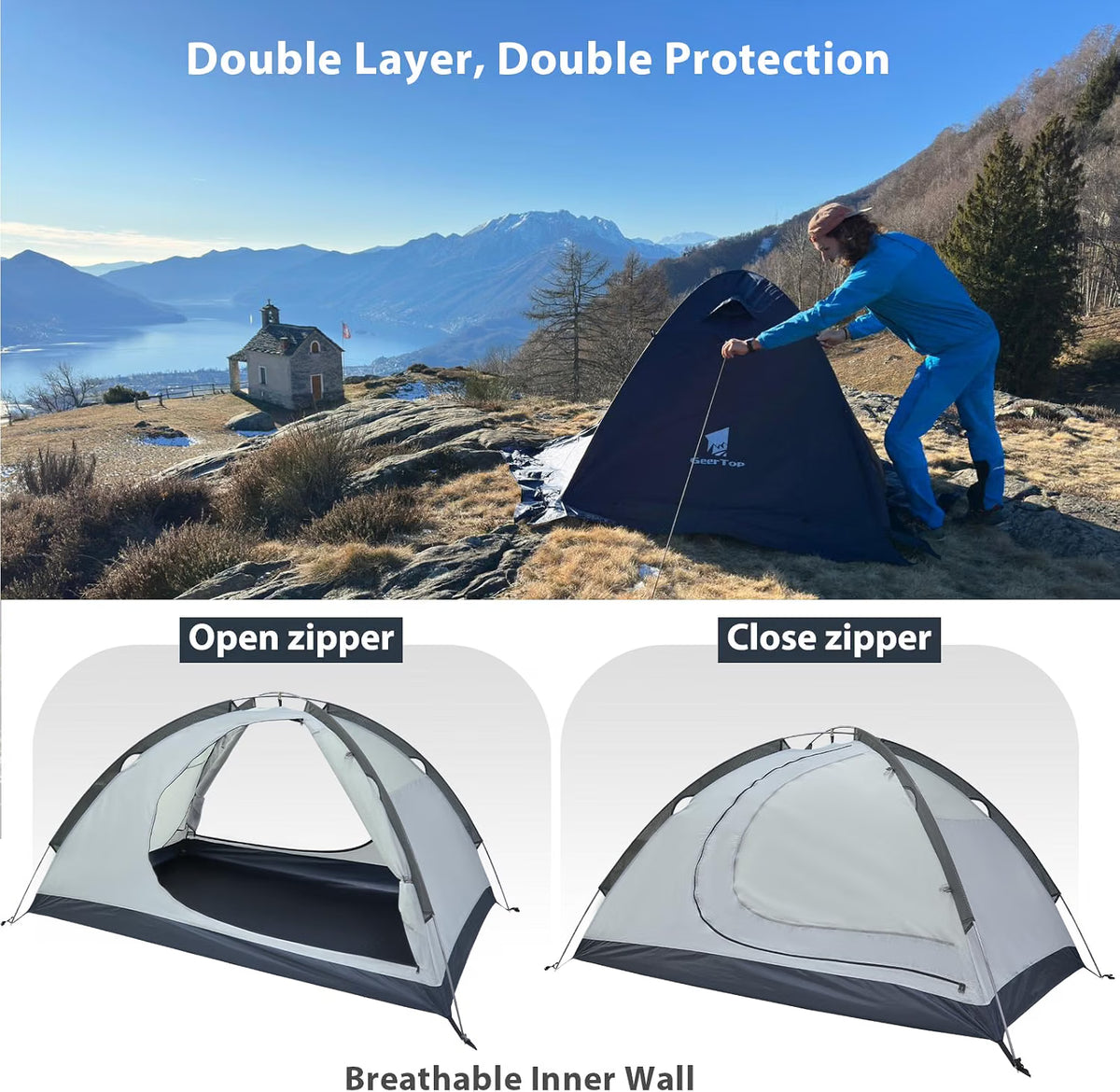 Toproad2 2 Person 4 Season Backpacking Tent - Blue
