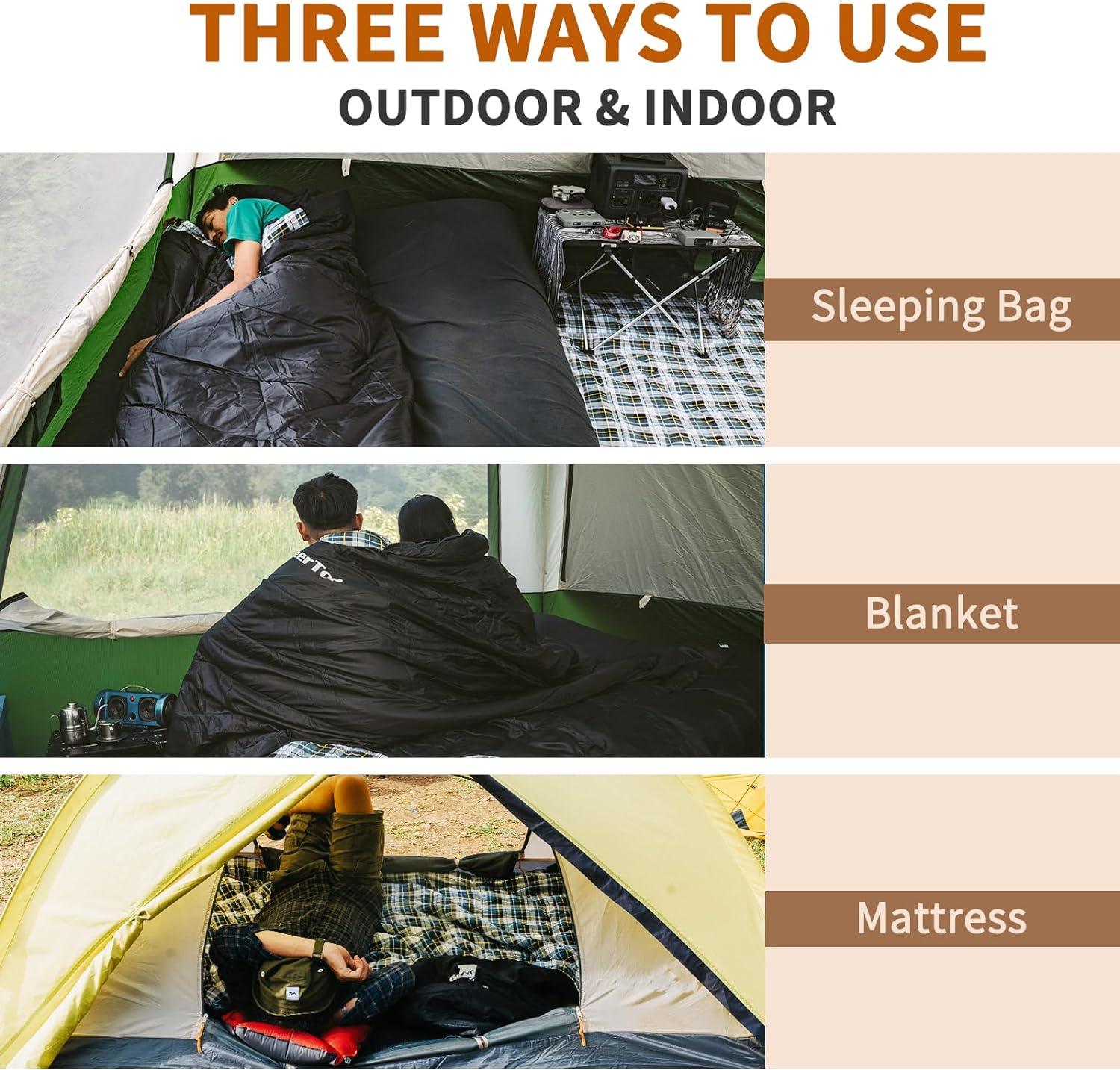 GEERTOP Oversized Flannel Sleeping Bag for Adults - GeerTop Outdoor