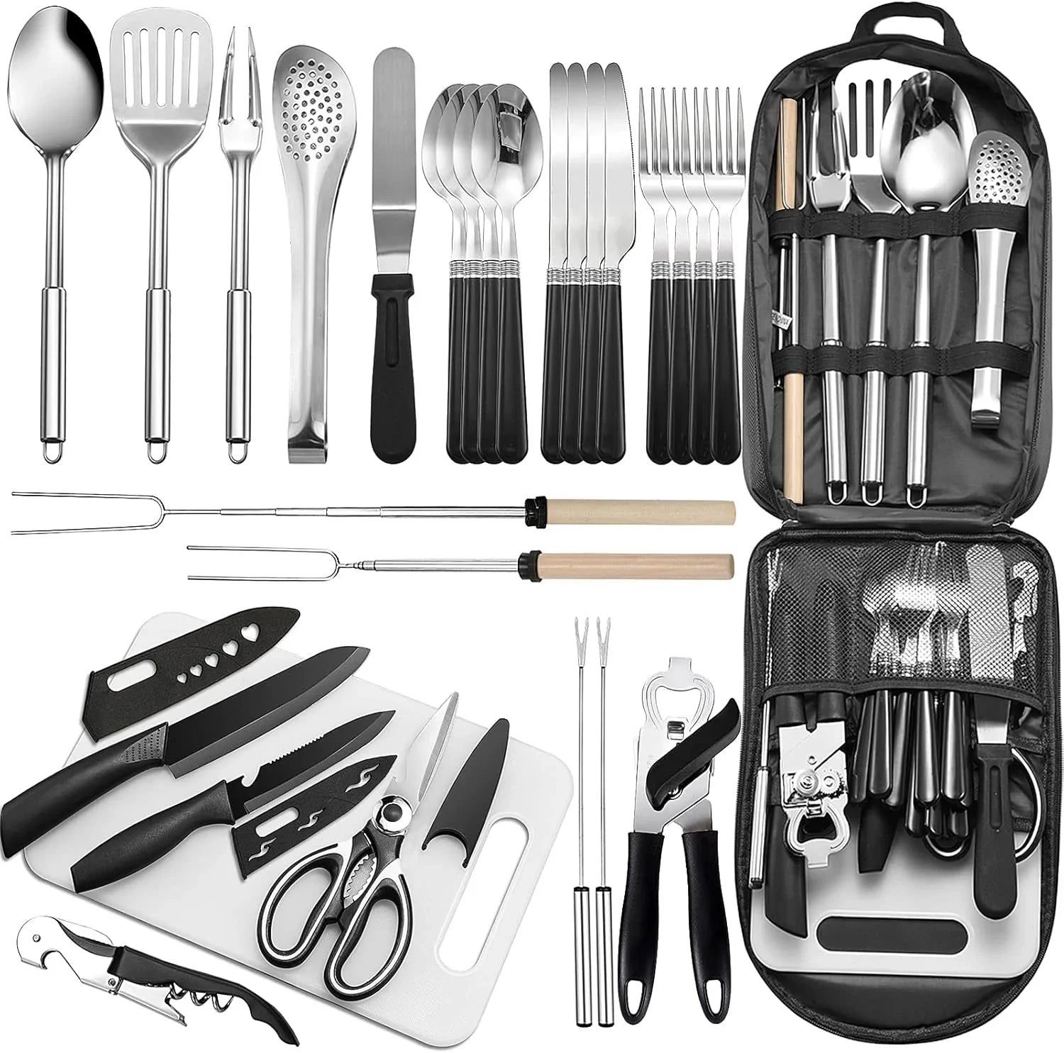 GeerTop Outdoor - 27-Piece Portable Camping Kitchen Utensil Set with Storage Bag