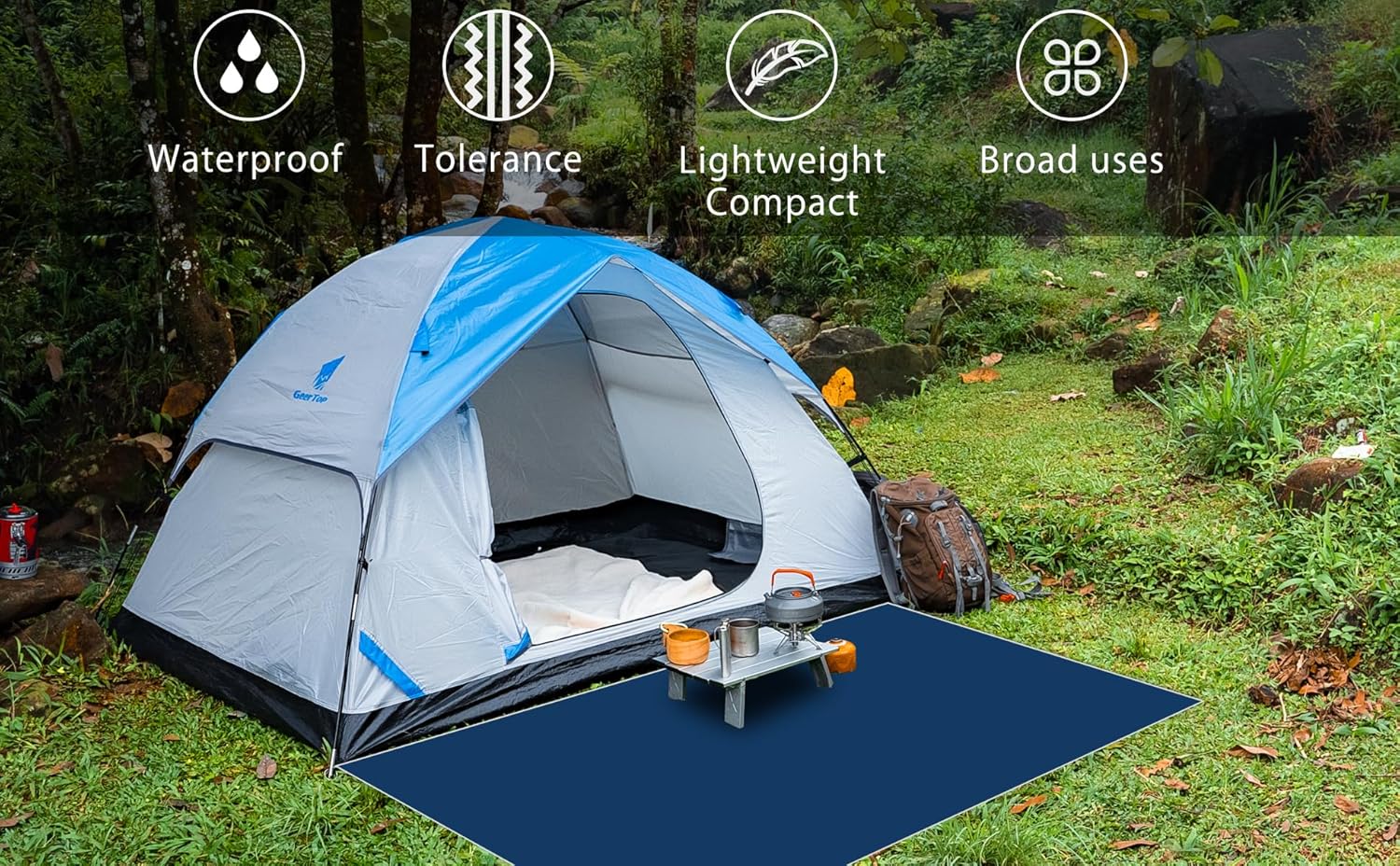 GEERTOP 20D Ultralight Waterproof 2-Person Protective Tarpaulin M/L/XL Size