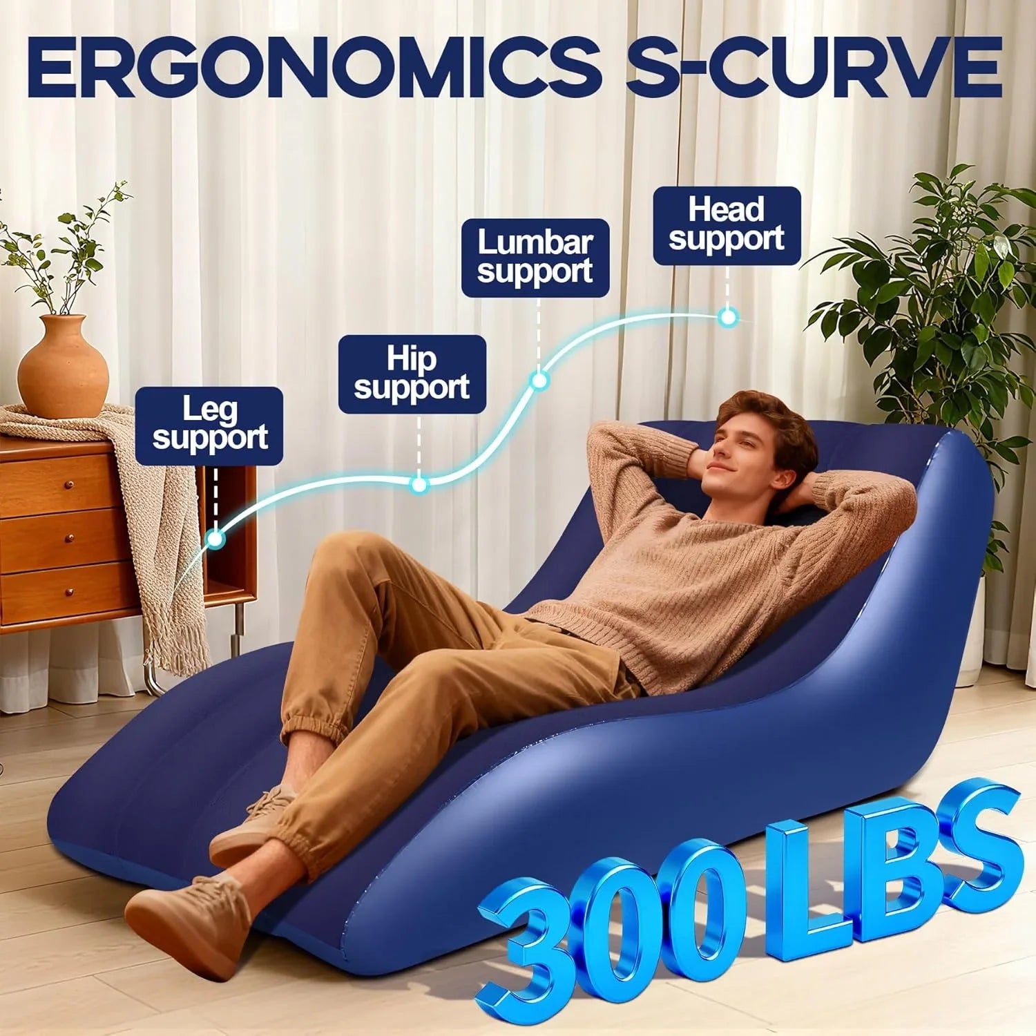 GeerTop Outdoor - Inflatable Lounge Chair for Adults with Ergonomic Backrest