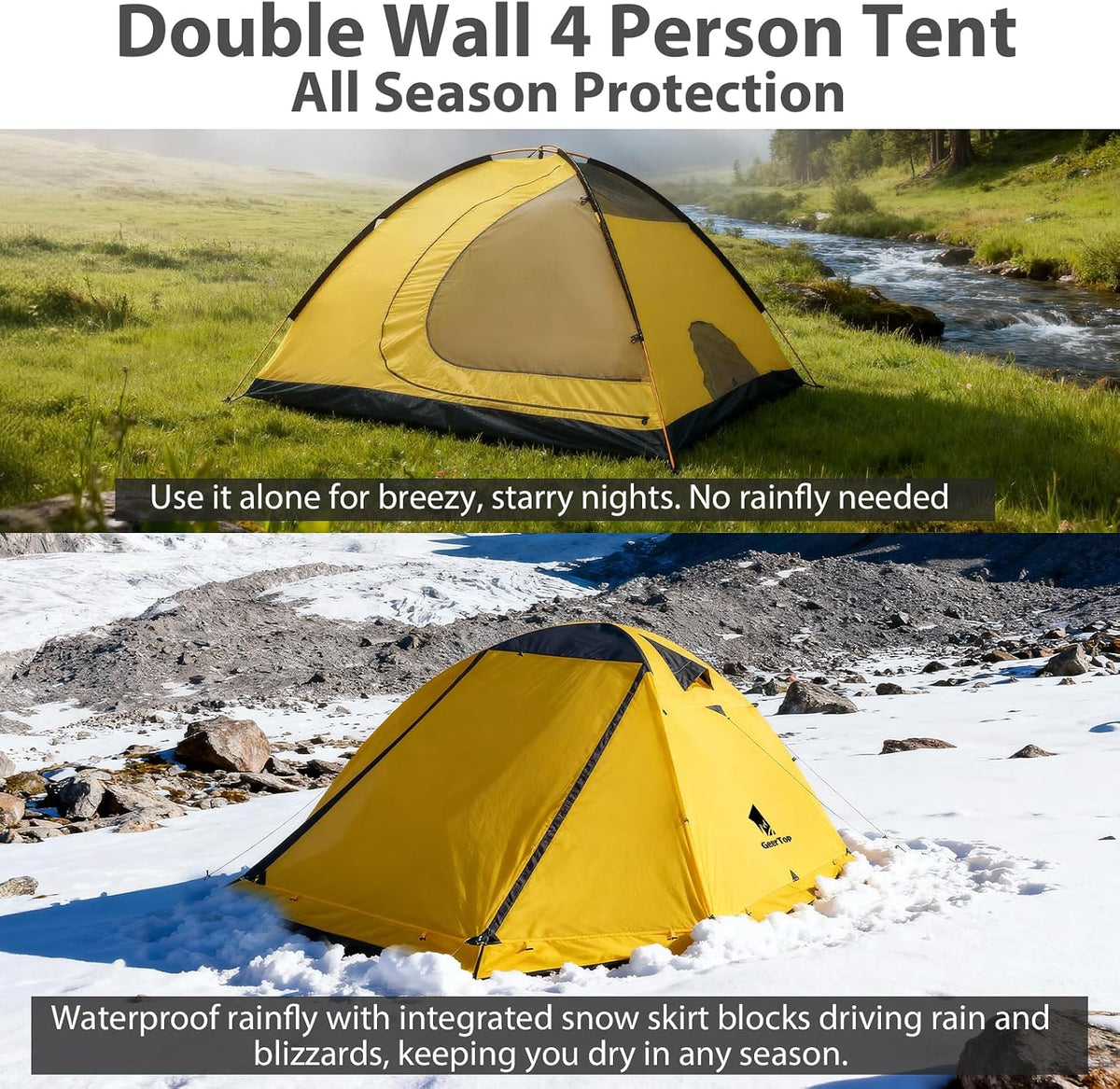 Toproad4 4 Person 4 Season Tent - Yellow