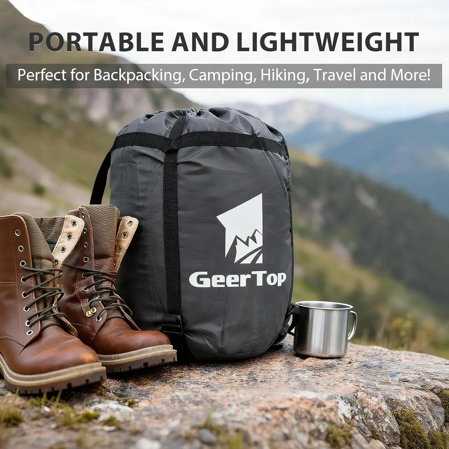 GeerTop Outdoor - GEERTOP Double Camping Sleeping Bag with Detachable Blanket and Pillow