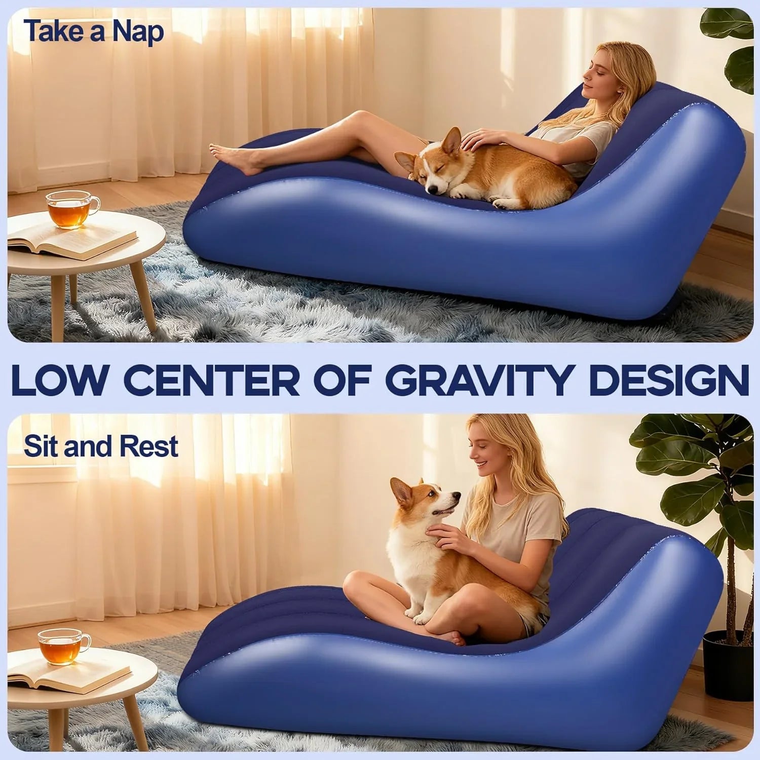 GeerTop Outdoor - Inflatable Lounge Chair for Adults with Ergonomic Backrest