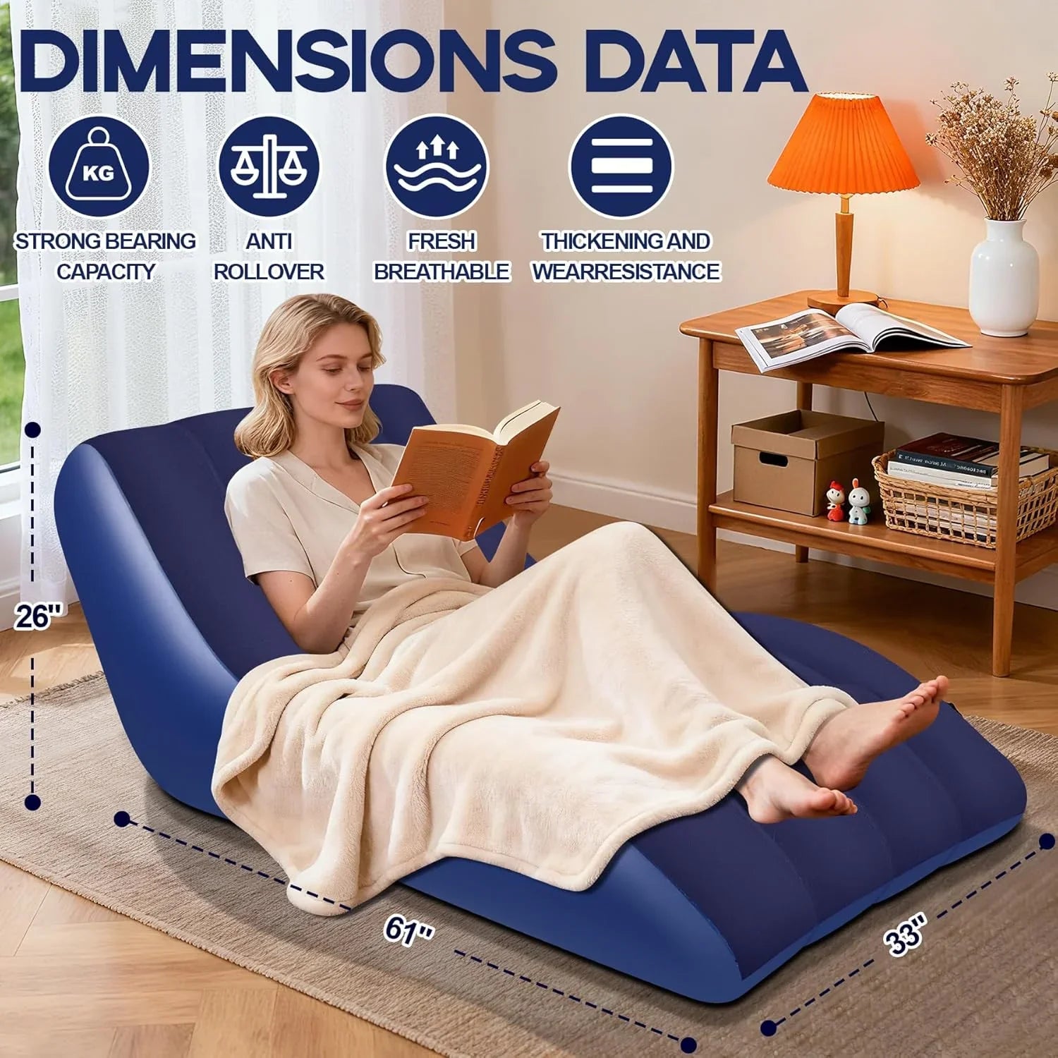GeerTop Outdoor - Inflatable Lounge Chair for Adults with Ergonomic Backrest
