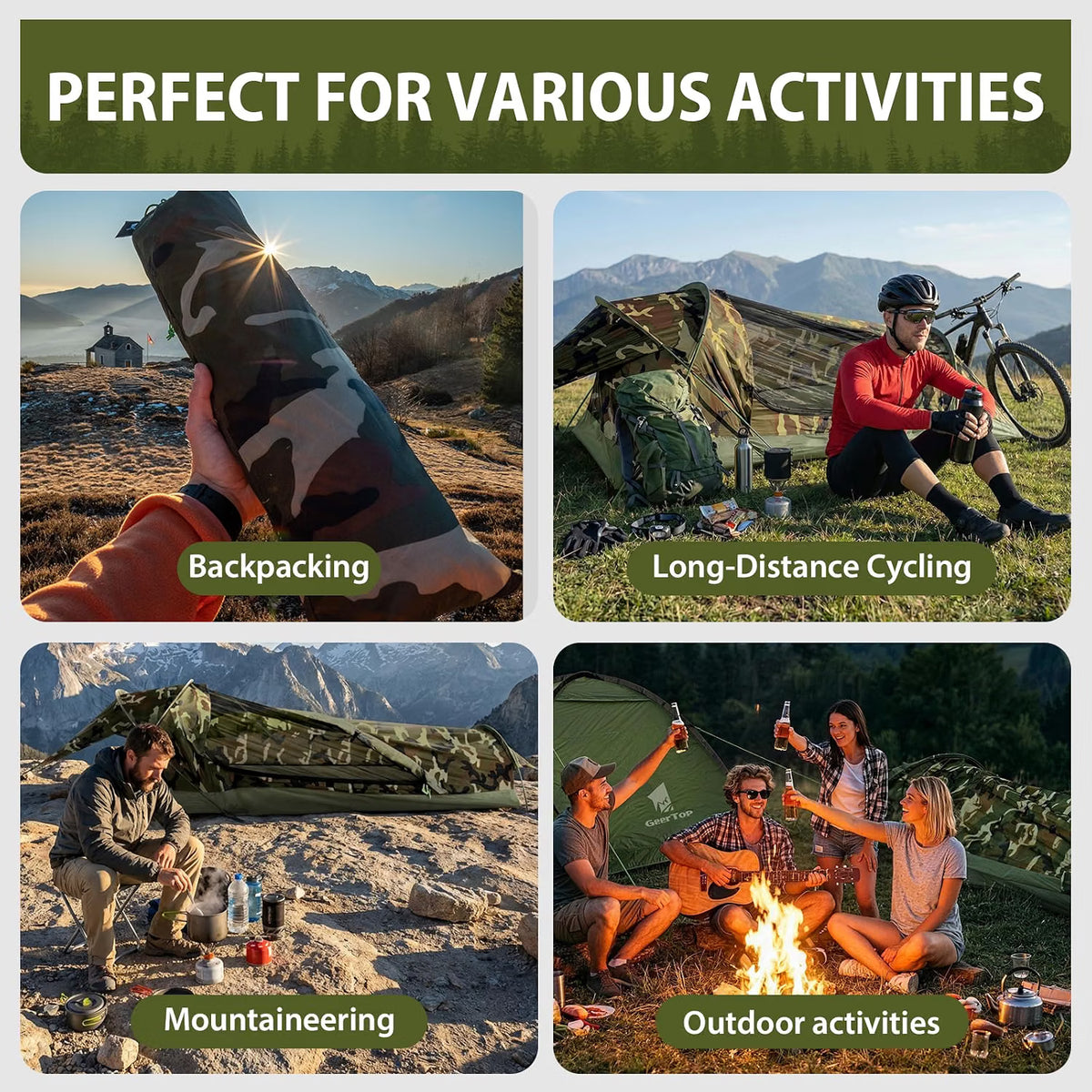 BivyII 1 Person 3 Season Ultralight Backpacking Tent - Camouflage