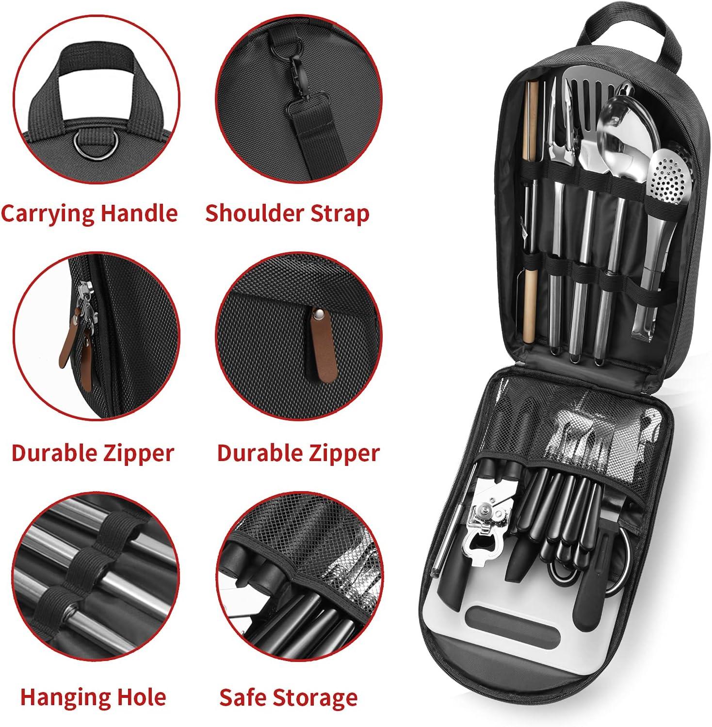 GeerTop Outdoor - 27-Piece Portable Camping Kitchen Utensil Set with Storage Bag