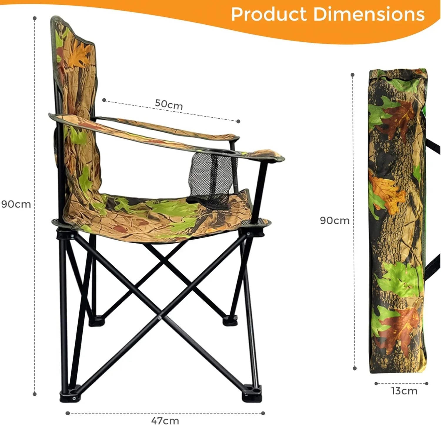 GeerTop Outdoor - Crystals Heavy Duty Portable Camouflage Camping Chair With Cup Holder