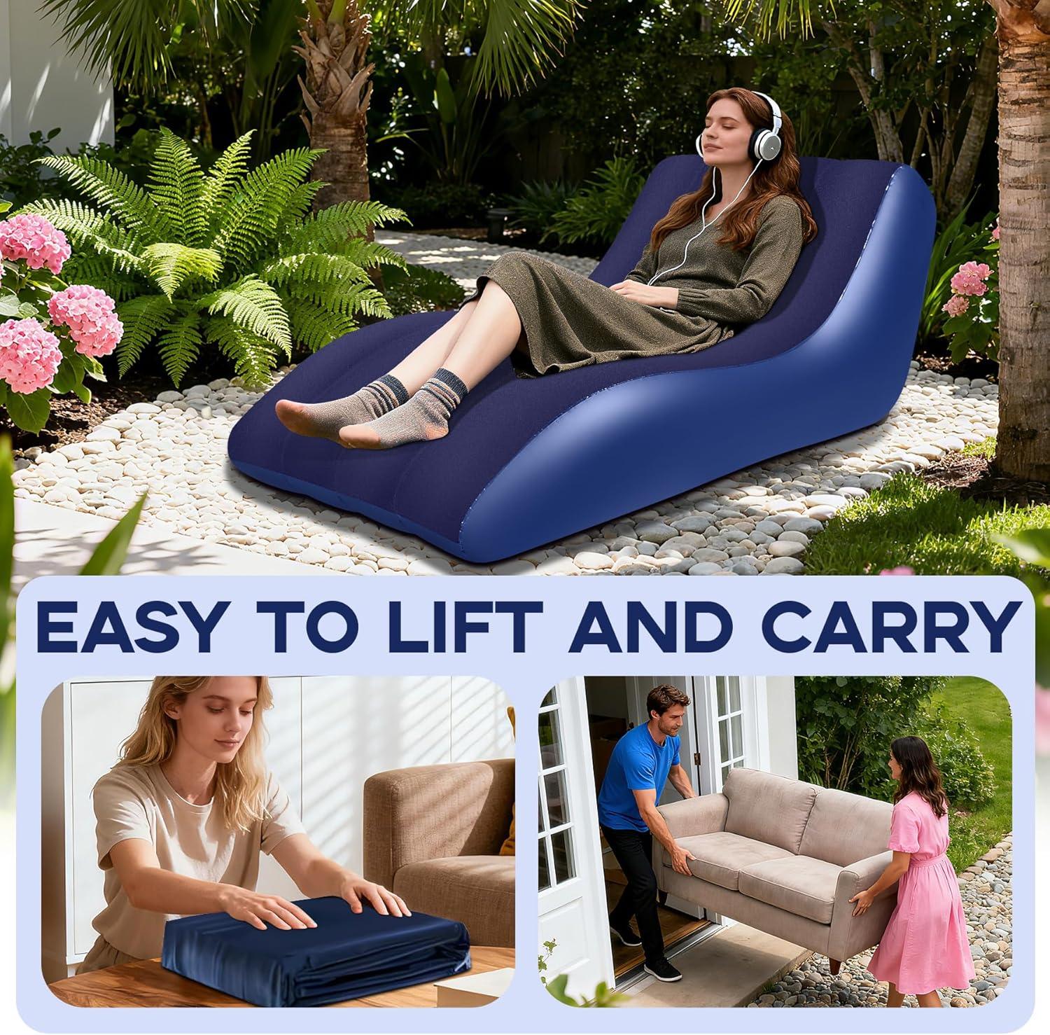 GeerTop Outdoor - Inflatable Lounge Chair for Adults with Ergonomic Backrest