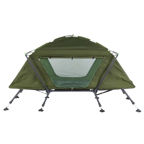Collapsible Camping Tent with Integrated Cot 84.6 x 34.5 x 49.2 in Green