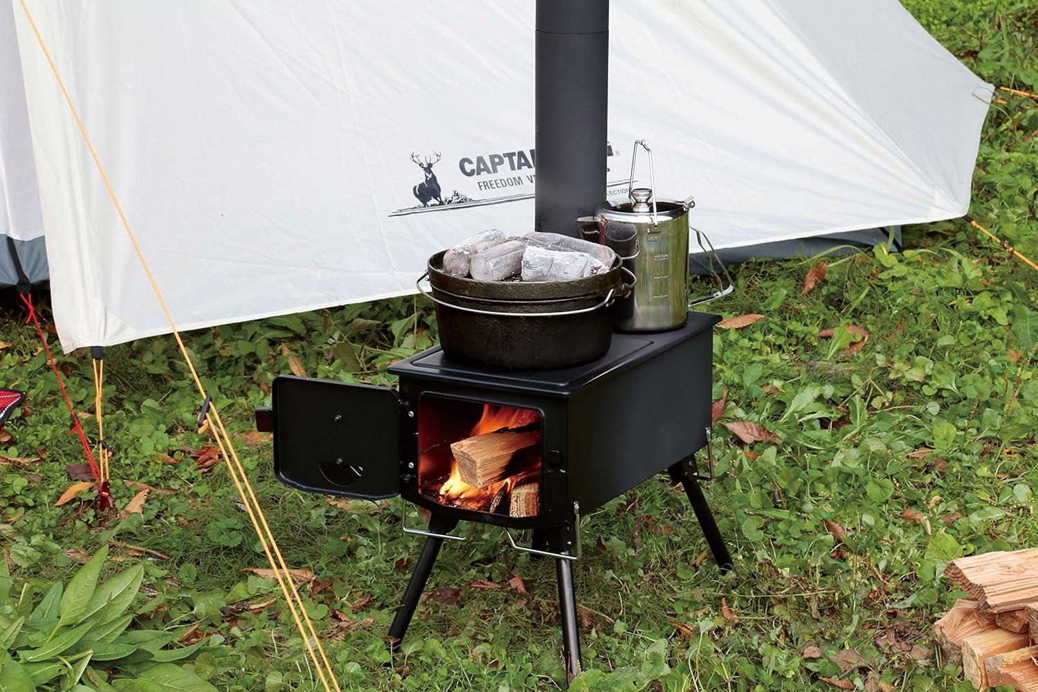 Portable Rectangular Wood Stove & BBQ Grill