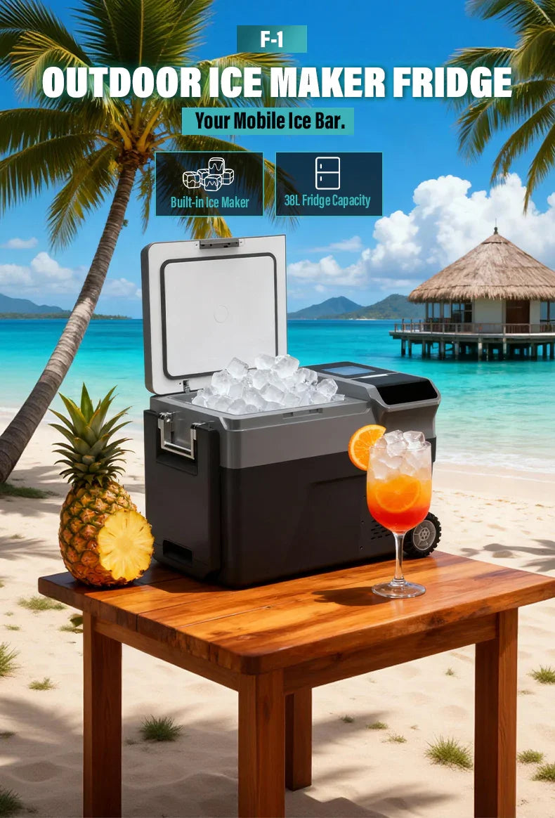 F1 Portable Outdoor Refrigerator/ Ice Maker With Wheel