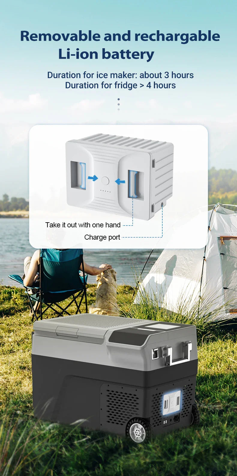 F1 Portable Outdoor Refrigerator/ Ice Maker With Wheel