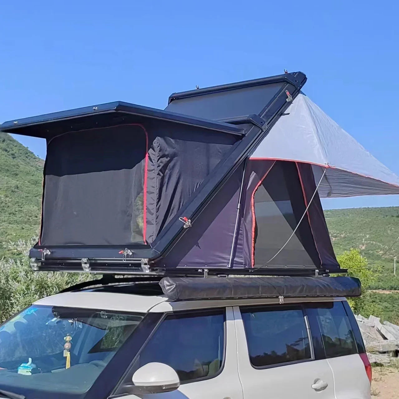 quasar tent GeerTop 2-3 Person Aluminum Material Shell Straight Rooftop Car Tent